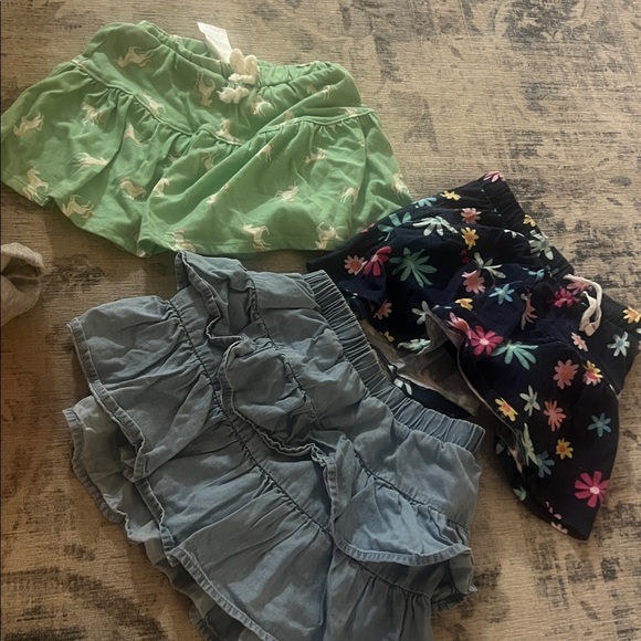 Set of Three Girls' Skirts - Green, Blue, and Floral - Picture 1 of 4